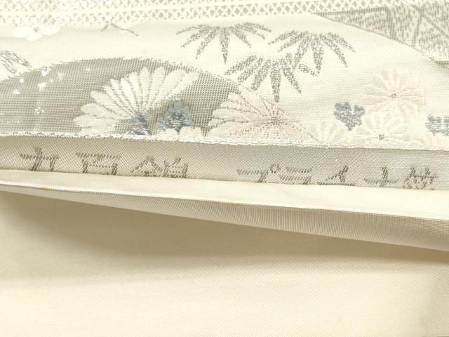 平和屋着物◎六通柄袋帯　唐織　孔雀花丸文　九百錦　プラチナ箔　正絹　逸品　DABE8324xg