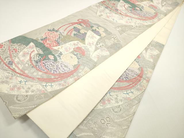 平和屋着物◎六通柄袋帯　束ね熨斗吉祥花鳥文　金銀糸　正絹　逸品　DABE8340xg