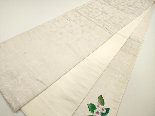 平和屋着物◎太鼓柄袋帯　駒刺繍　草花文　金糸　正絹　逸品　DABE8342xg