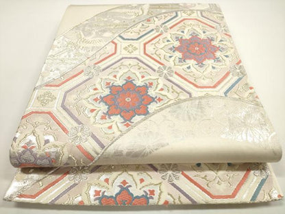平和屋着物◎六通柄袋帯　唐織　重ね山正倉院花鳥文　金銀糸　正絹　逸品　DABE8345xg