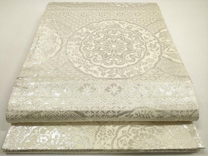 平和屋着物◎六通柄袋帯 吉祥鏡裏正倉院花文 銀糸 正絹 逸品 DABE8394xg