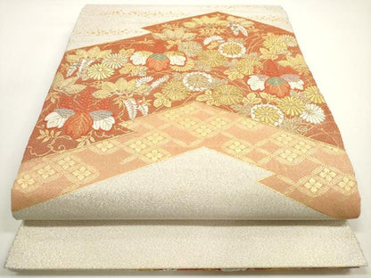 平和屋着物◎綴れ　太鼓柄袋帯　松皮菱花文　金銀糸　正絹　逸品　DABE8425xg