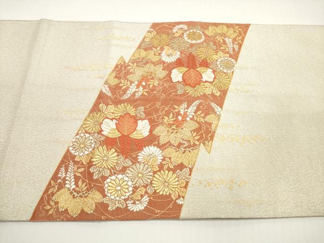 平和屋着物◎綴れ　太鼓柄袋帯　松皮菱花文　金銀糸　正絹　逸品　DABE8425xg