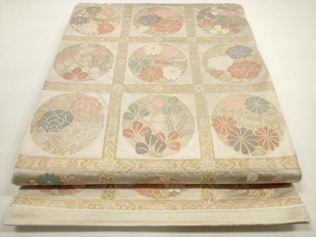 平和屋着物◎六通柄　本袋帯　天井花丸文　金糸　正絹　逸品　DABE8428xg