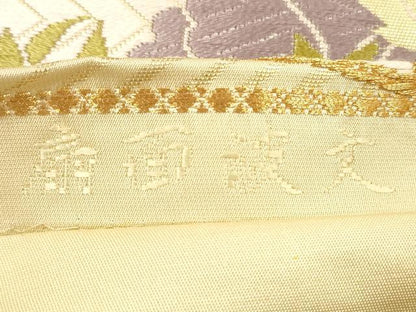 平和屋着物◎六通柄袋帯　唐織　能衣　扇面波文　金糸　正絹　逸品　DABE8435xg