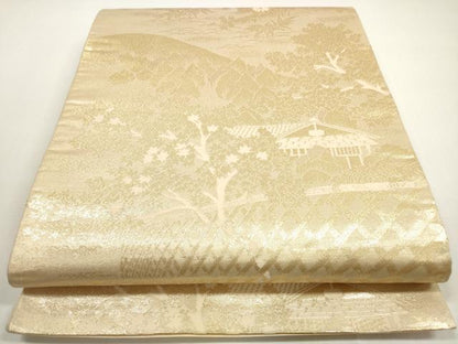 平和屋着物◎六通柄袋帯　京洛百景　光悦寺　金糸　正絹　逸品　DABE8442xg