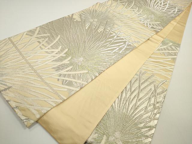 平和屋着物◎六通柄袋帯　唐織　松葉文　銀糸　正絹　逸品　DABE8456xg