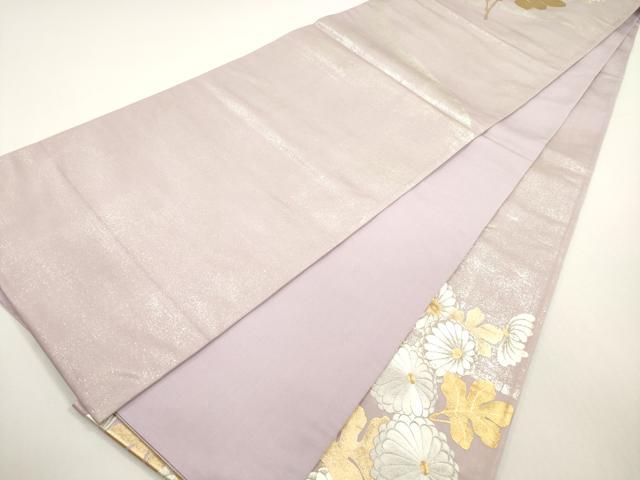 平和屋着物◎太鼓柄袋帯　刺繍　草花文　金銀彩　正絹　逸品　DABE8469xg