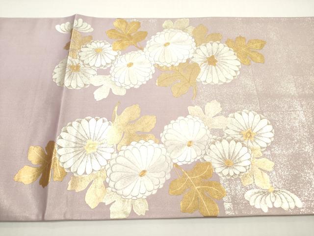 平和屋着物◎太鼓柄袋帯　刺繍　草花文　金銀彩　正絹　逸品　DABE8469xg