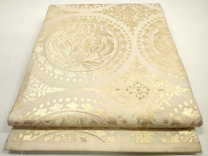平和屋着物◎六通柄　本袋帯　鳳凰花丸文　金糸　正絹　逸品　DABE8506xg