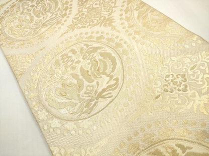 平和屋着物◎六通柄　本袋帯　鳳凰花丸文　金糸　正絹　逸品　DABE8506xg