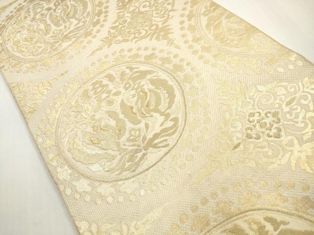 平和屋着物◎六通柄　本袋帯　鳳凰花丸文　金糸　正絹　逸品　DABE8506xg