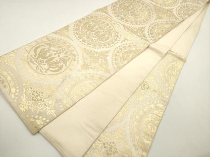 平和屋着物◎六通柄　本袋帯　鳳凰花丸文　金糸　正絹　逸品　DABE8506xg