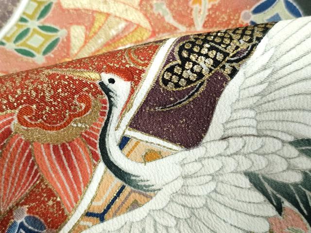 平和屋着物■豪華黒留袖　作家物　駒刺繍　宝尽くし飛鶴花文　暈し染め　金彩　正絹　逸品　DABE8529qa