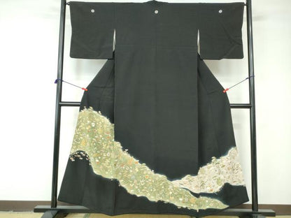 平和屋着物■豪華黒留袖 刺繍 宝尽くし花文 暈し染め 金糸 金彩 正絹 逸品 DABE8548qa