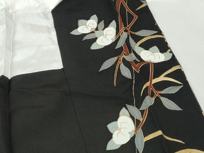 平和屋着物■豪華黒留袖 駒刺繍 エ霞花鳥文 金銀彩 正絹 逸品 DABE8551qa