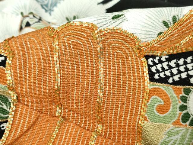 平和屋着物■豪華黒留袖 駒刺繍 束ね熨斗枝松花文 正絹 逸品 DABE8559qa