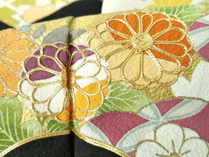 平和屋着物■豪華黒留袖 駒刺繍 地紙花文 金彩 正絹 逸品 DABE8561qa