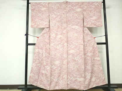 平和屋着物■上質な小紋　絞り　ふくれ織　風景花文　正絹　逸品　DABE8593qa