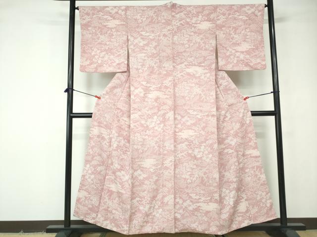 平和屋着物■上質な小紋　絞り　ふくれ織　風景花文　正絹　逸品　DABE8593qa
