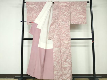 平和屋着物■上質な小紋　絞り　ふくれ織　風景花文　正絹　逸品　DABE8593qa
