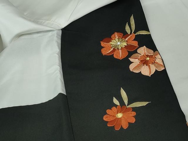 平和屋着物■豪華黒留袖　総刺繍　駒刺繍　草花文　金銀糸　正絹　逸品　DABE8594qa