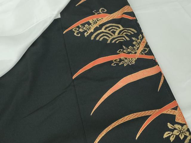 平和屋着物■豪華黒留袖　駒刺繍　地紙枝松花文　金彩　正絹　逸品　DABE8595qa