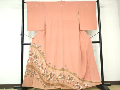 平和屋着物■豪華色留袖　枝松花文　暈し染め　金銀彩　正絹　逸品　DABE8599qa