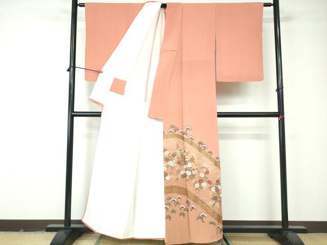 平和屋着物■豪華色留袖　枝松花文　暈し染め　金銀彩　正絹　逸品　DABE8599qa