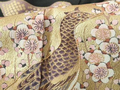 平和屋着物■豪華黒留袖　駒刺繍　扇面花鳥文　金彩　正絹　逸品　DABE8603qa