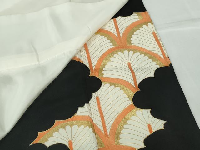 平和屋着物■豪華黒留袖　駒刺繍　地紙花文　金彩　正絹　逸品　DABE8620qa