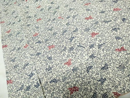 平和屋着物■上質な小紋　型染め　花蝶文　正絹　逸品　DABE8625qa