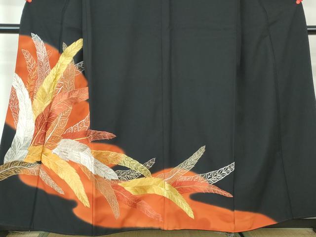 平和屋着物■豪華黒留袖　羽尽くし文　暈し染め　金銀糸　正絹　逸品　DABE8628qa