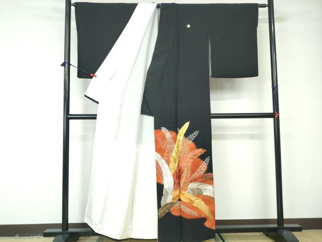 平和屋着物■豪華黒留袖　羽尽くし文　暈し染め　金銀糸　正絹　逸品　DABE8628qa