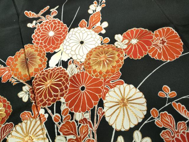 平和屋着物■豪華黒留袖 駒刺繍 流水菊尽くし文 金彩 正絹 逸品 DABE8629qa