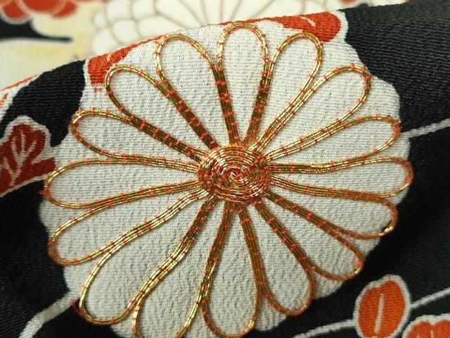 平和屋着物■豪華黒留袖 駒刺繍 流水菊尽くし文 金彩 正絹 逸品 DABE8629qa