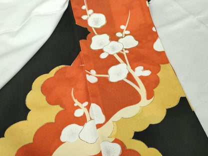 平和屋着物■豪華黒留袖 駒刺繍 飛鶴枝花文 金銀糸 金彩 正絹 逸品 DABE8630qa