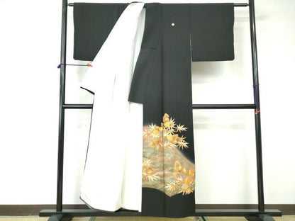 平和屋着物■豪華黒留袖 作家物 駒刺繍 立波葉尽くし文 健龍 暈し染め 金彩 正絹 逸品 DABE8639qa