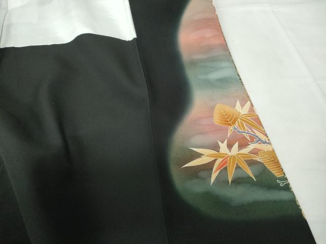 平和屋着物■豪華黒留袖 作家物 駒刺繍 立波葉尽くし文 健龍 暈し染め 金彩 正絹 逸品 DABE8639qa