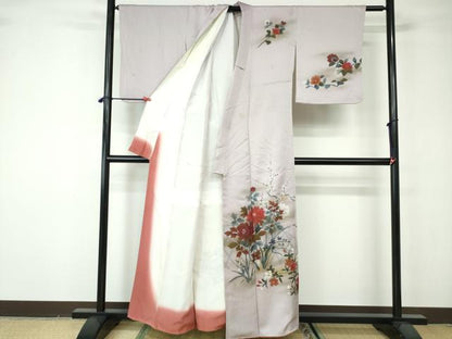 平和屋着物■訪問着 手描き 枝梅花文 正絹 逸品 DABE8643qa