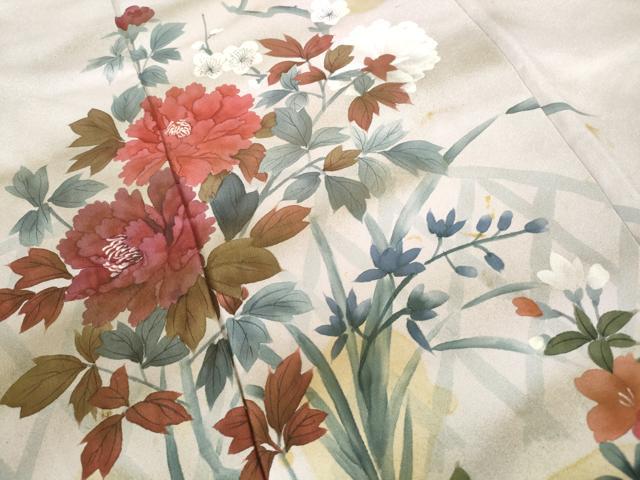 平和屋着物■訪問着 手描き 枝梅花文 正絹 逸品 DABE8643qa