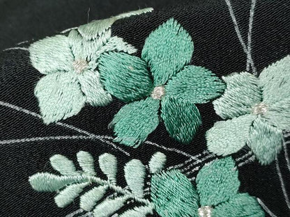 平和屋着物■豪華黒留袖 刺繍 流水笹花文 金銀彩 正絹 逸品 DABE8656qa