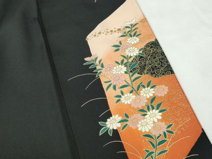 平和屋着物■豪華黒留袖 作家物 風景鴛鴦花文 金彩 正絹 逸品 DABE8660qa