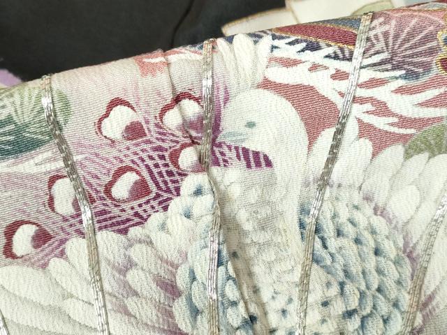 平和屋着物■豪華黒留袖 駒刺繍 扇面孔雀花文 金銀彩 正絹 逸品 DABE8664qa
