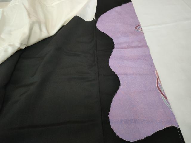 平和屋着物■豪華黒留袖 駒刺繍 扇面孔雀花文 金銀彩 正絹 逸品 DABE8664qa