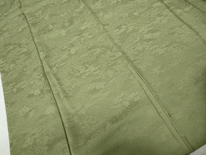 平和屋着物■上質な色無地 人物風景地紋 柳茶色 さが美扱い 正絹 逸品 DABE8667qa