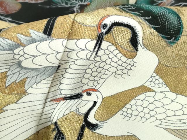 平和屋着物■豪華黒留袖 作家物 御枝松花文 鶴 杉戸絵欄間図 金彩 正絹 逸品 DABE8670qa