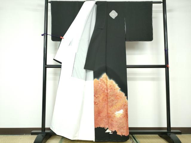 平和屋着物■豪華黒留袖 刺繍 樹林文 暈し染め 金糸 金彩 正絹 逸品 DABE8683qa