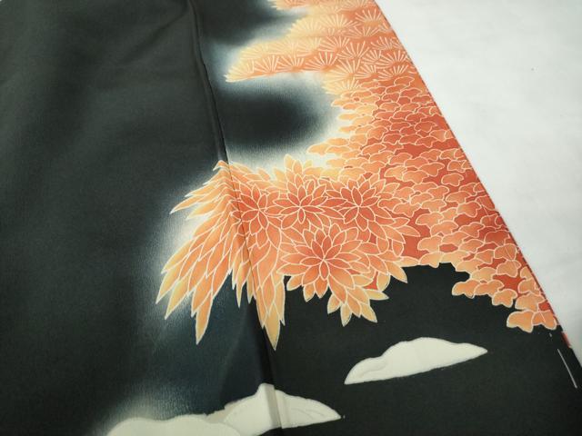 平和屋着物■豪華黒留袖 刺繍 樹林文 暈し染め 金糸 金彩 正絹 逸品 DABE8683qa
