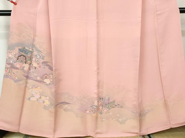 平和屋着物■訪問着 寿光織 御所車花文 暈し染め 金糸 正絹 逸品 DABE8693qa